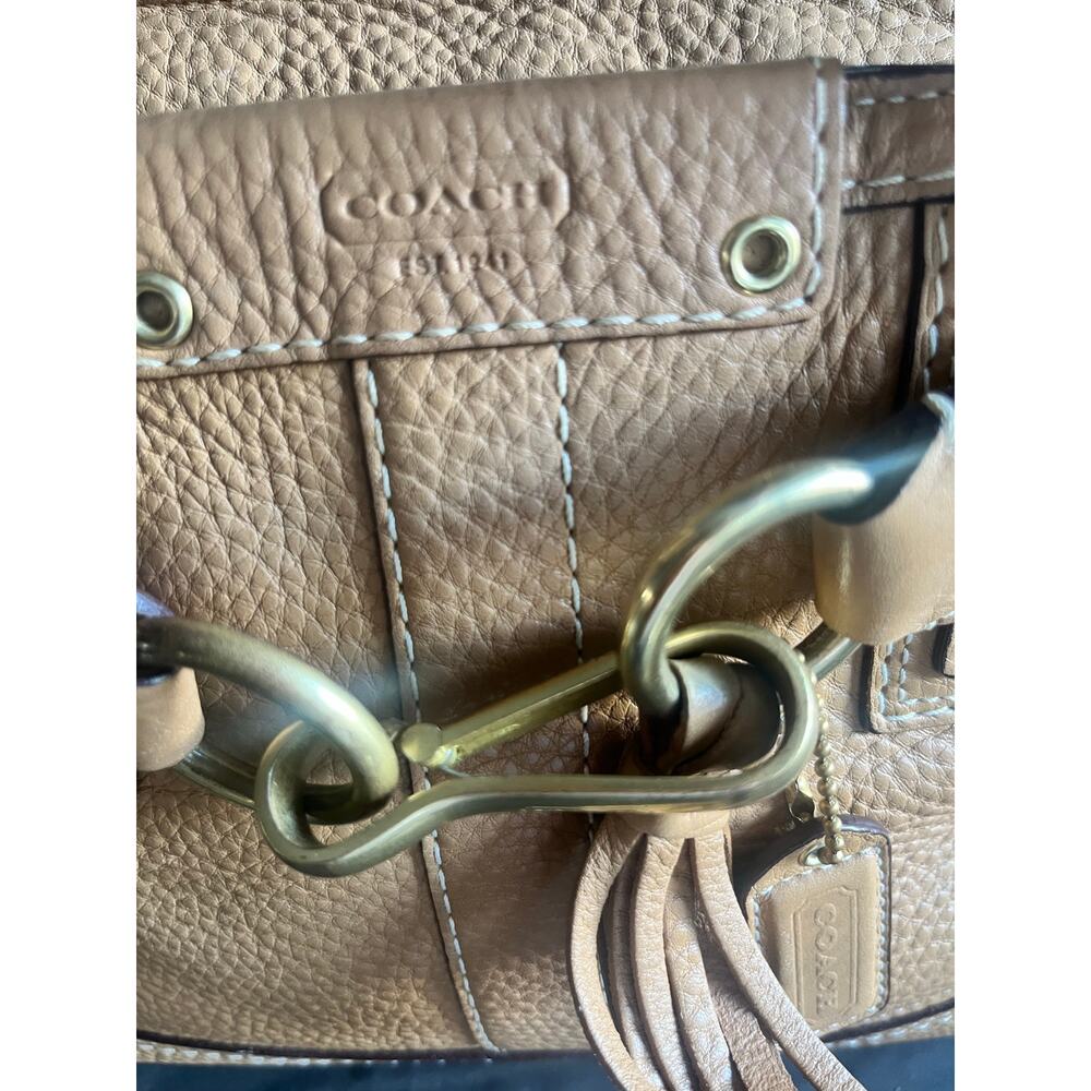 Coach Vintage Hamptons Tan Braided Pebble Leather Satchel Bag Carryall Purse - Picture 6 of 14